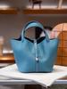 Picotin22 Half-Handmade Cowhide Strap Weave Top Handle Tote Bag For Women