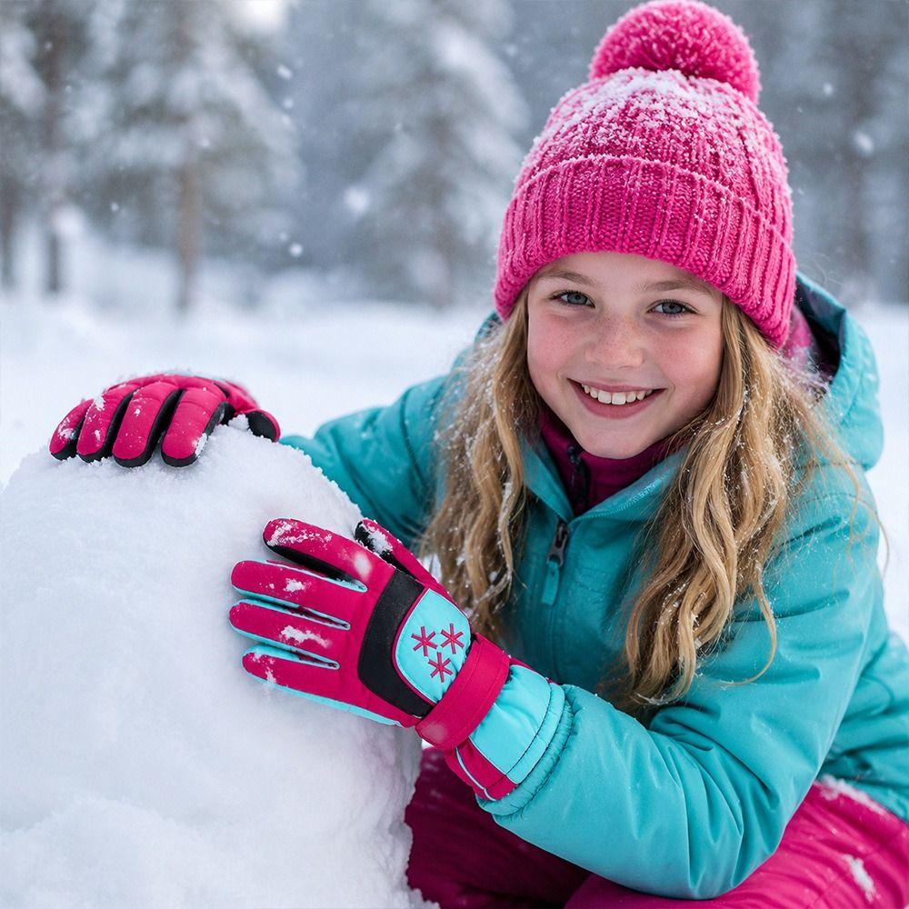 Non-slip Snow Gloves Warm Kids Winter Mittens Fashion Children Ski Gloves Winter
