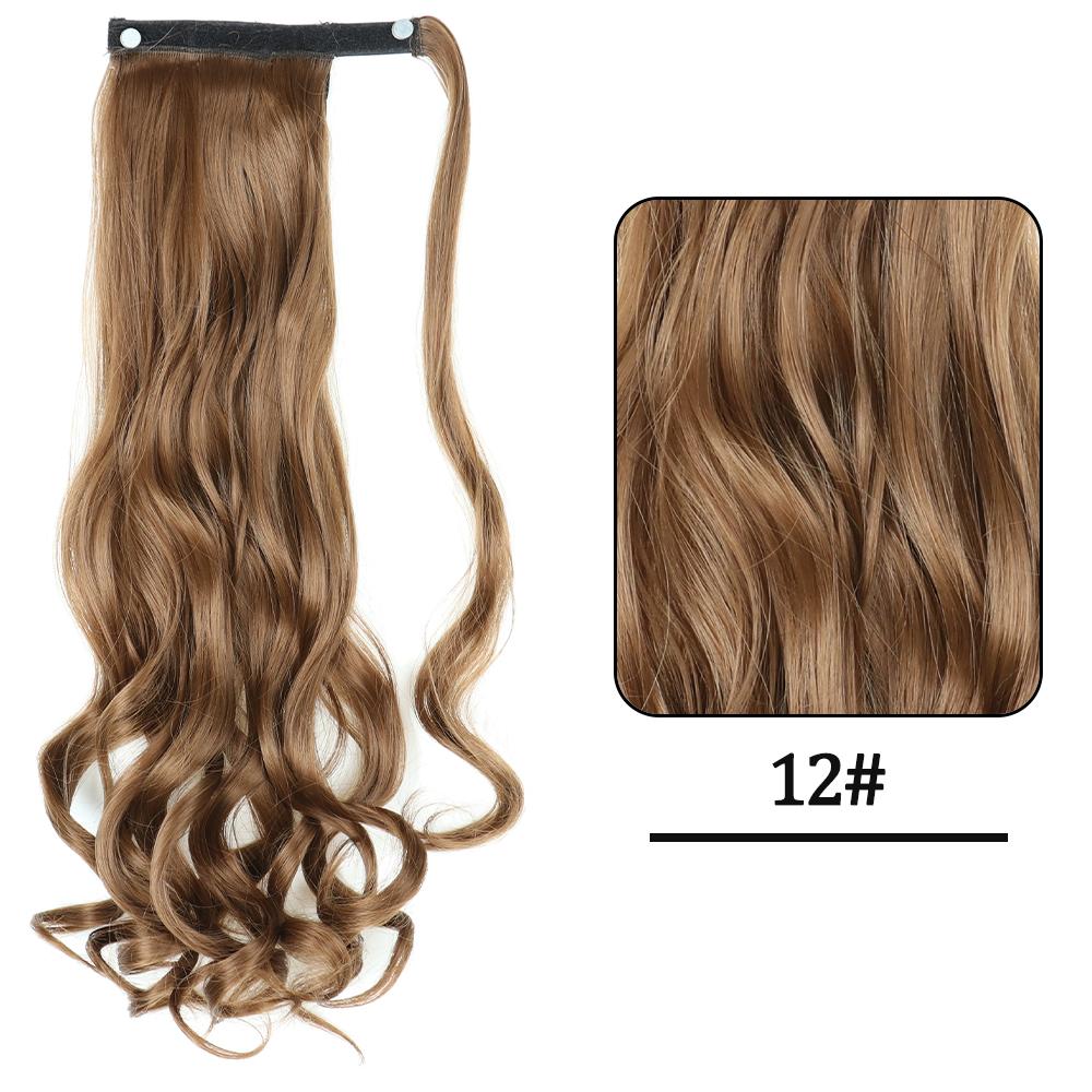 Women Fashion Long Wavy Ponytail Synthetic Fiber Natural Wavy Wrap Around Hair Extensions Daily Wear Long Wavy Hairpiece