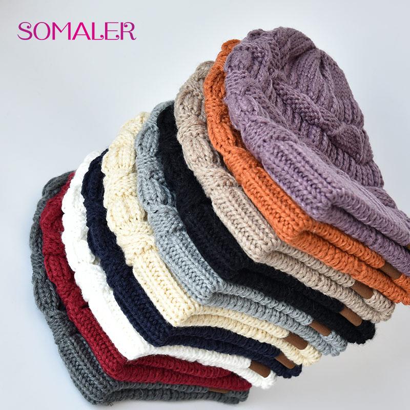 SOMALER Шапки с помпоном из натурального меха енота для женщин, зимние теплые вязаные шапочки с напуском, женская мешковатая лыжная кепка