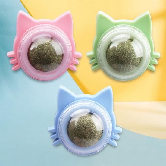 Catnip Ball Edible Catnip Ball Toy Safe Healthy Kitten Chew Teeth Cleaning Dental Toy Wall Treats Cat Lick Ball Toy for Indoor Cats