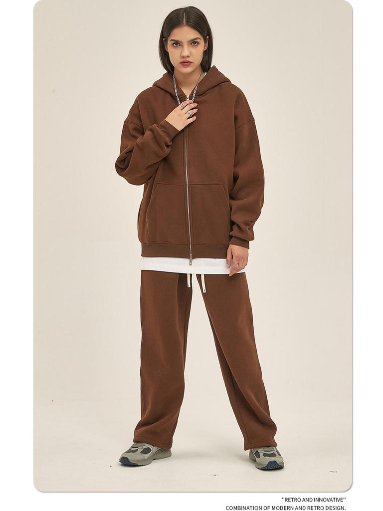 ARTIE Men's 2024 Autumn/Winter Plus Velvet Thickened 350g American Fashion Zipper Sweater & Pants Set