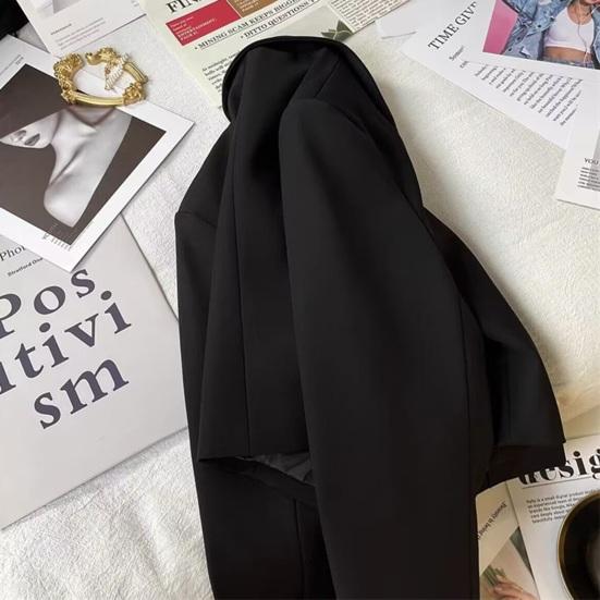 Женский костюм Пальто Формальный деловой стиль с отложным воротником и пуговицами Декор Slim Fit Короткий однотонный кардиган с длинными рукавами Застежка на одну пуговицу OL