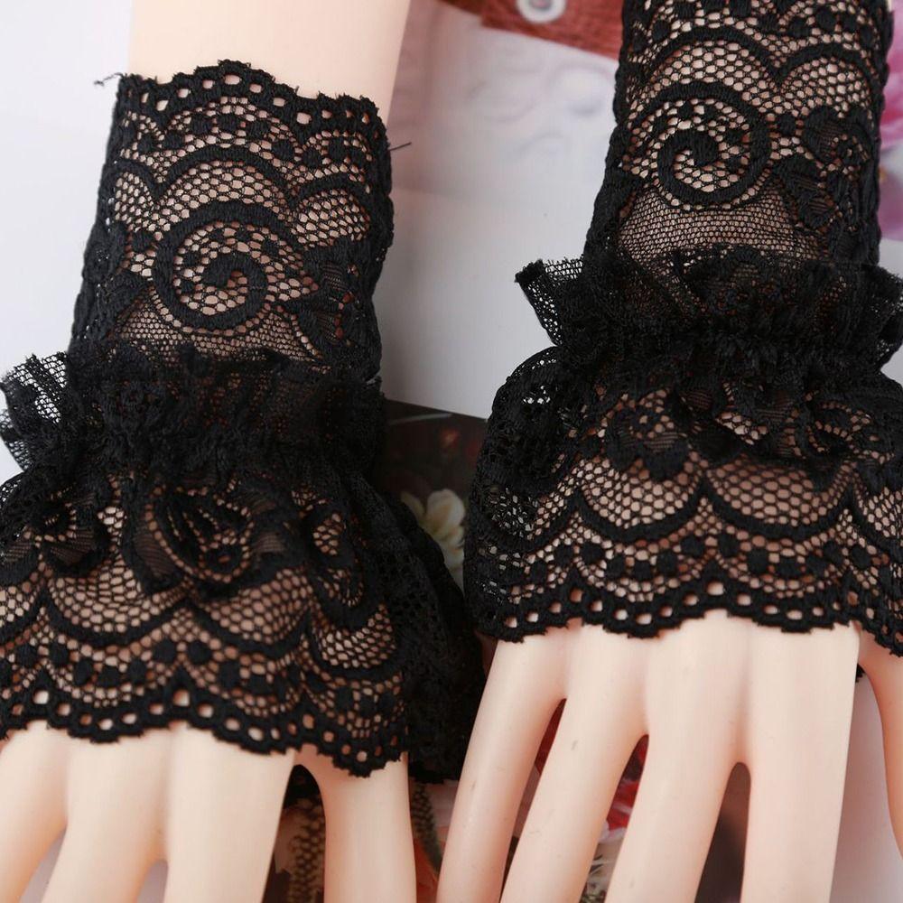 Декоративные перчатки для прикрытия шрамов, съемные манжеты, искусственные рукава с оборками, рукава до локтя, кружевные манжеты