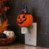 Festive Accent Light Halloween Pumpkin Ghost Night with Witch Hat, Resin Soft Glow Gift for Plug-in LED Bedroom Light, Spooky Wall Sconce Party Home