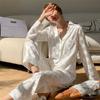 Комплект из 2 предметов для беременных, французская пижама Ice Silk, весна и осень, тонкий отрезок брюк с длинными рукавами, домашняя одежда из шелка