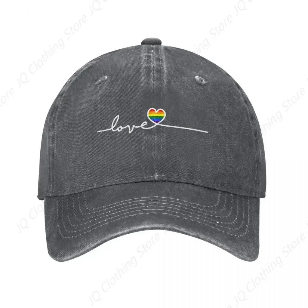 LGBT Love Baseball Cap Fashion Distressed Denim Gay Pride Rainbow Flag Snapback Cap Men Women Outdoor Running Golf Caps Hat