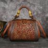 Luxury Handbag Vintage Handmade Leather Carved Women Bag Versatile Female Shoulder & Crossbody Bags