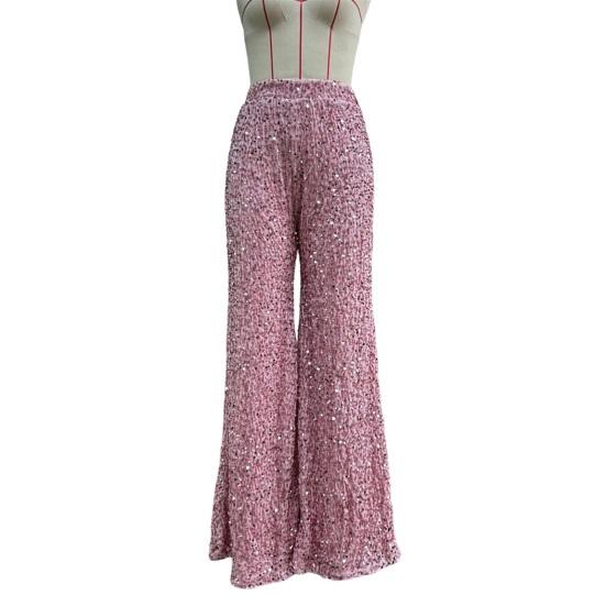 Женские брюки Эластичные с высокой посадкой Широкие брюки Блестящий дизайн Блестки Повседневные брюки Вечеринки Отпуск Уличная одежда