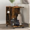 VidaXL Side Table with Wheels Smoked Oak Engineered Wood, End Table, Sofa Table, Living Room Table, Table 840573