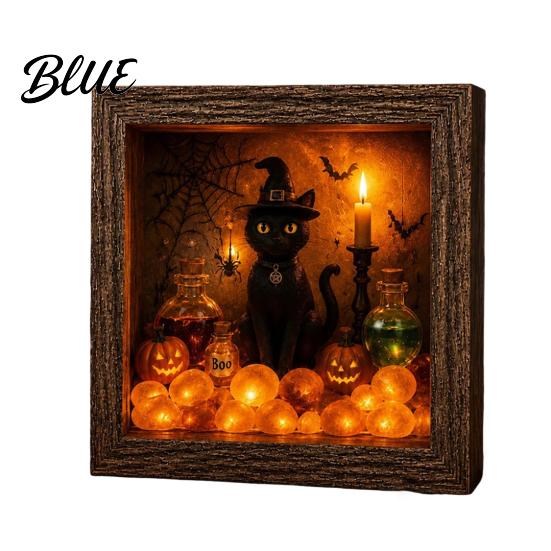 Готический Shadow Box Ночник DIY Подсвечиваемый Хэллоуин Призрак Набор Деревянная Рамка Светодиодный Теплый Свет 3D Картина Набор для Творчества Память с Хрустальным Стеклянным Панелью,