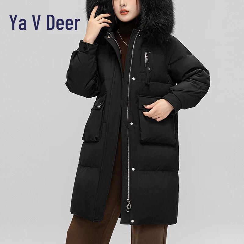 Yalu RS Women's Long Casual Winter Down Jacket with Fur Trim