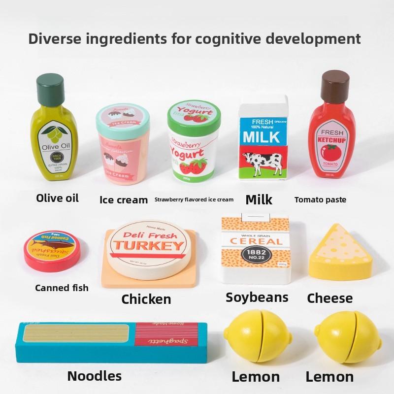Milk Simulation Wooden Pasta Cheese Flavored Ice Cream Children Set Toys