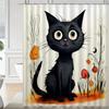 Черный котенок узор занавеска для душа, водонепроницаемая занавеска для душа с крючками, перегородка для ванны, декор для ванной комнаты, аксессуар для ванной комнаты