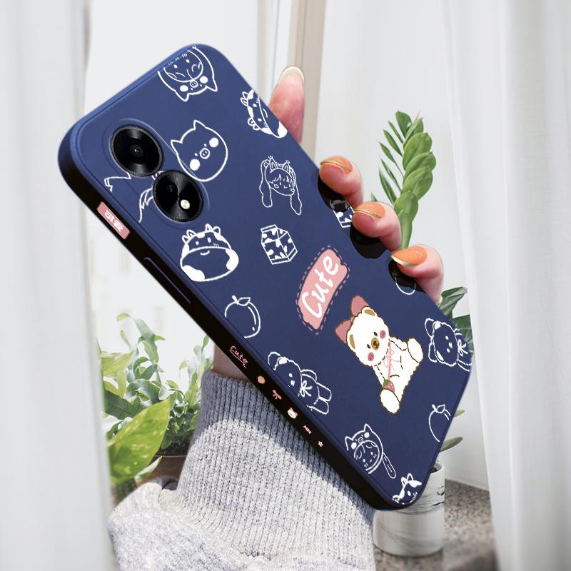 Чехол для телефона с мультяшным красочным узором и квадратным жидким силиконом TPU с полным покрытием для камеры, противоударный защитный чехол для OPPO Reno Realme