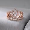 Роскошные кольца с короной для женщин, цвет розового золота, блестящий циркон, легко сочетающееся кольцо с короной королевы, ювелирные изделия для свадебной вечеринки