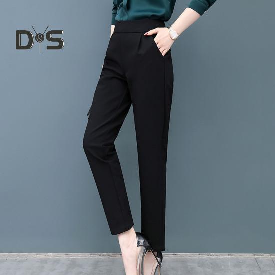 Женский однотонный костюм, брюки с высокой талией, эластичный пояс, косые карманы, облегающие повседневные длинные брюки, рабочая одежда