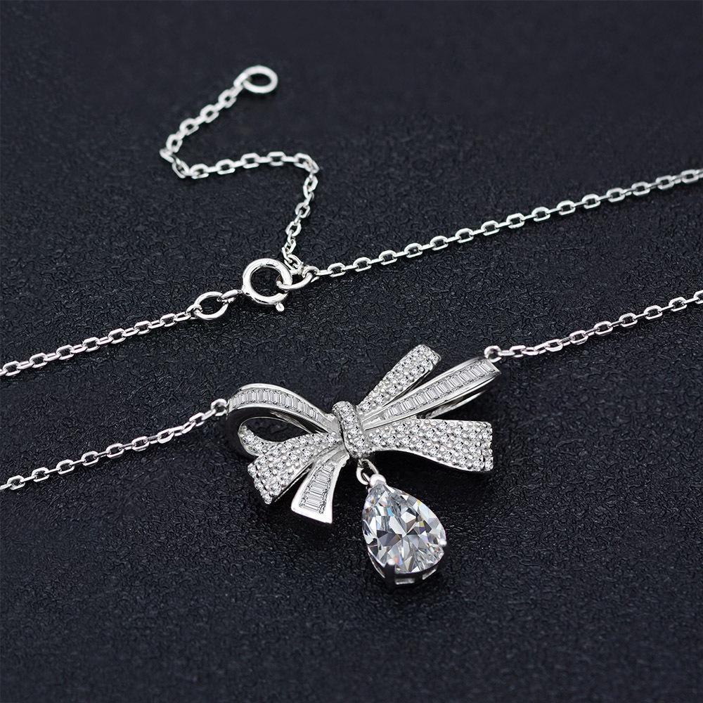 Gica Gema 100% стерлингового серебра 925 пробы грушевидной огранки 7*10 мм циркон коктейльное ожерелье с бантом для женщин изящные ювелирные изделия