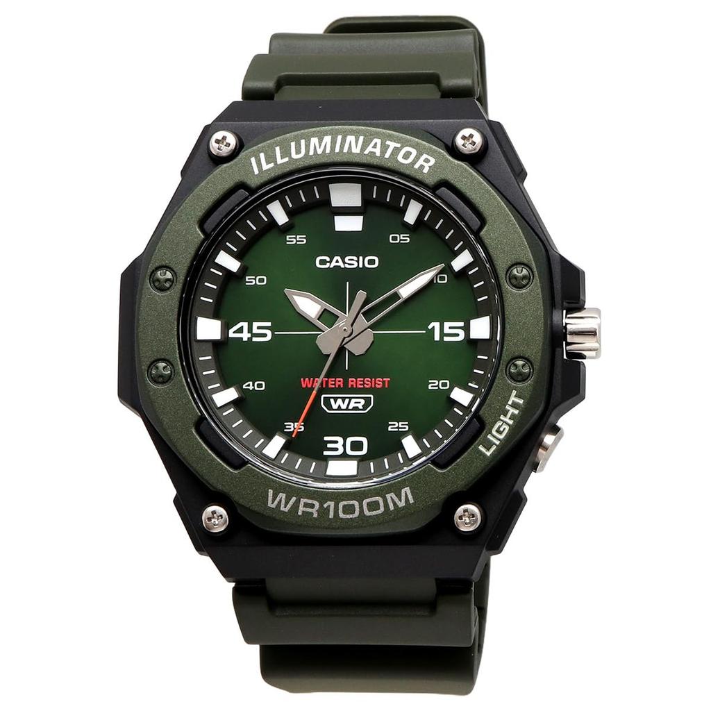 Casio Стандартные аналоговые кварцевые часы со светодиодной подсветкой зеленого цвета Overseas Model [Casio] MW-620H-3AV мужские [Товар]