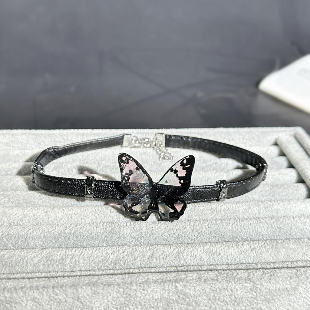 Европейские и американские трансграничные y2k красотки бабочка кожаный ошейник панк-рок чокер цепочка на ключицы ожерелье ювелирные изделия для внешней торговли