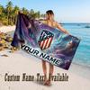 Atletico Madrid FC Design Beach Towel Custom Text Large Towel for Beach Vacation