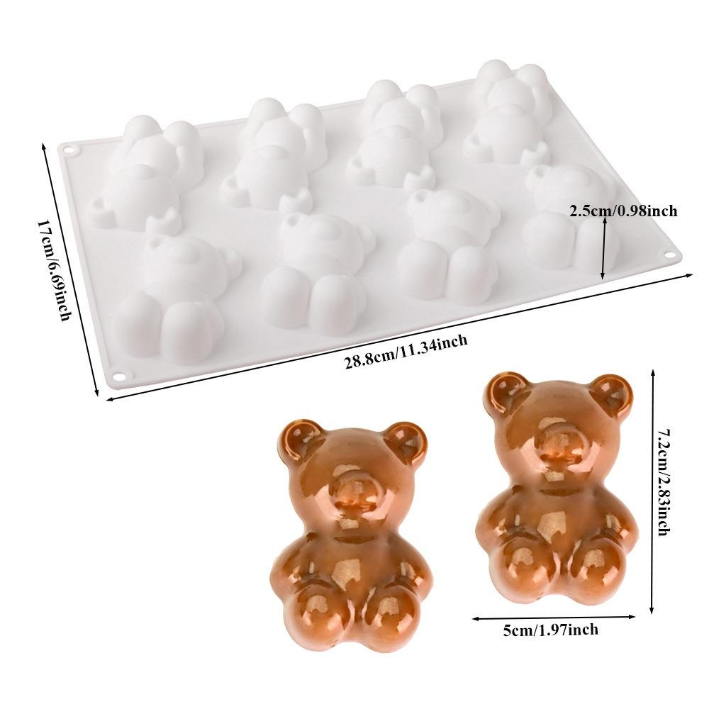 6/8/12 Cells Baking Cake Molds Little Bear Shape Food-Grade Silicone Chocolate Mold Reusable Heat-Resistant Pudding Mould