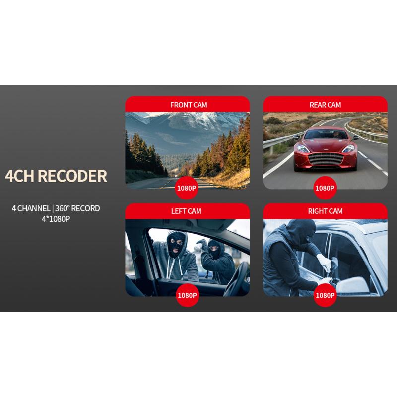 TiESFONG 360 Dash Cam M8S 4CH HD 4*1080P для автомобильного видеорегистратора 24H парковочный монитор видеорегистратор ночное видение WiFi встроенный GPS 256 ГБмакс