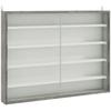 5-Tier Wall Display Shelf Unit Cabinet W/ 4 Adjustable Shelves Glass Doors Home Office Ornaments 60x80cm Grey Wood Grain
