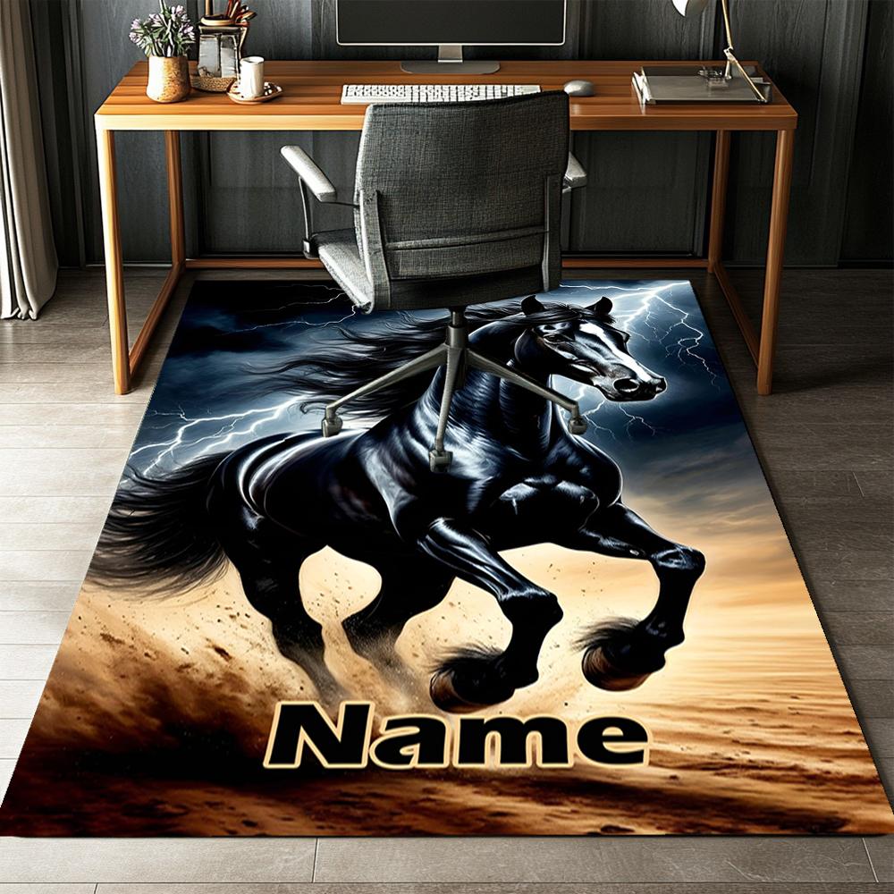Custom Name Horse Printed Carpet,Rug for Office Chair Living Room Bedroom Kitchen Room Decor Gifts.