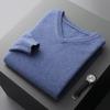 Men's Wool V-neck Sweater - Casual Loose Fit, Long Sleeve, Autumn/Winter Knitted Outerwear.