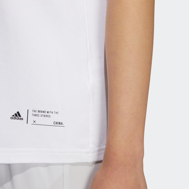 Adidas Повседневная футболка с коротким рукавом и принтом панды с большим логотипом, женские топы, белая HT6900