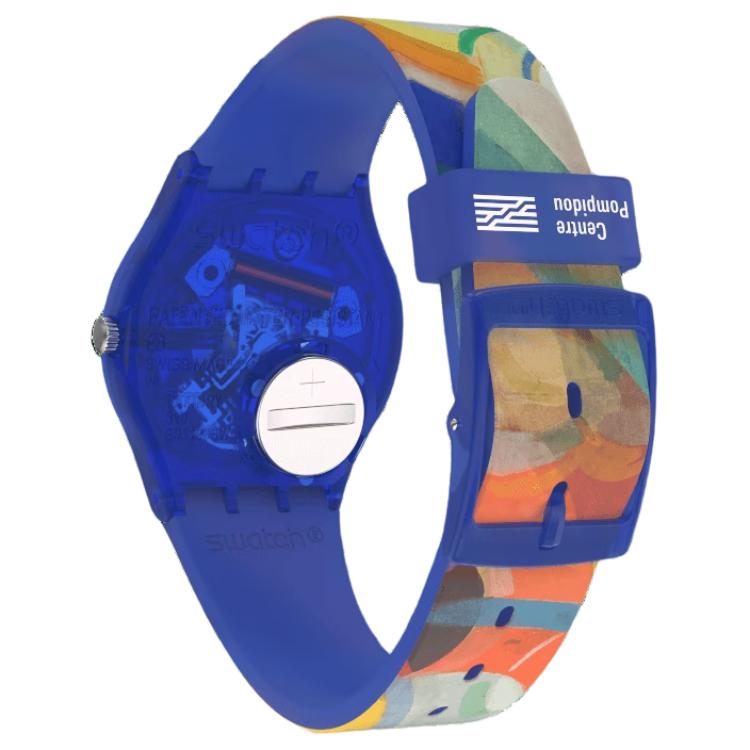 Swatch Кварцевые часы Pompidou Special Fashion Unisex Швейцарские 41 мм Цветной циферблат Пластиковый корпус Силиконовый ремешок GZ712-SWATCH