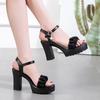 Мода 2024 Новая Женская Обувь Ремешок с Пряжкой Женские Сандалии Модные Плиссированные Вечерние Сандалии Женские Высокого Качества Сандалии на Каблуке с Открытым Носком