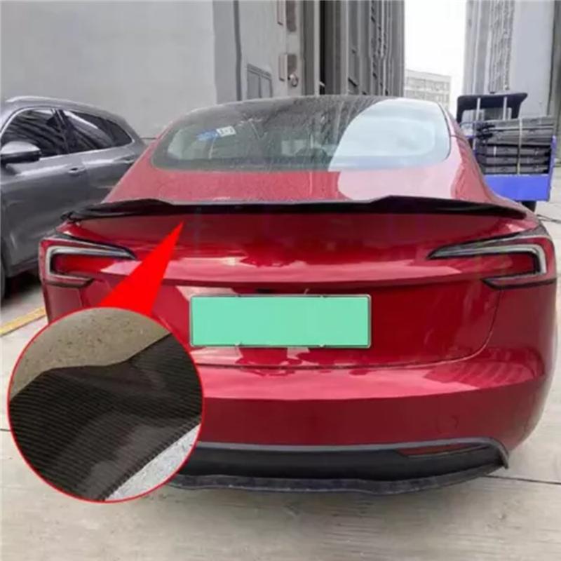ModelY Spoiler Rear Door Tail Trunk Wing ABS Carbon Fiber Look For Tesla Model 3/Y 17-24 Accessories Model3 Highland 2025+ HOT