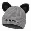 Embroidery Cat Ear Beanie Faux Fur Skull Cap Streetwear Winter Hat  Autumn Winter