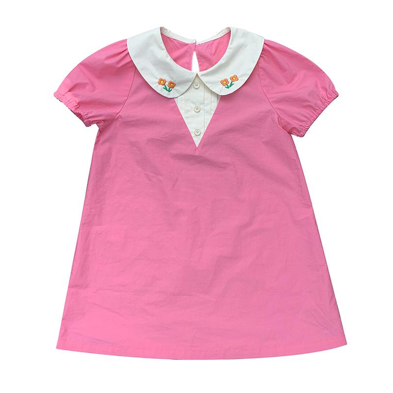 Летнее платье с цветочной вышивкой для девочек, платье принцессы, лоскутный дизайн