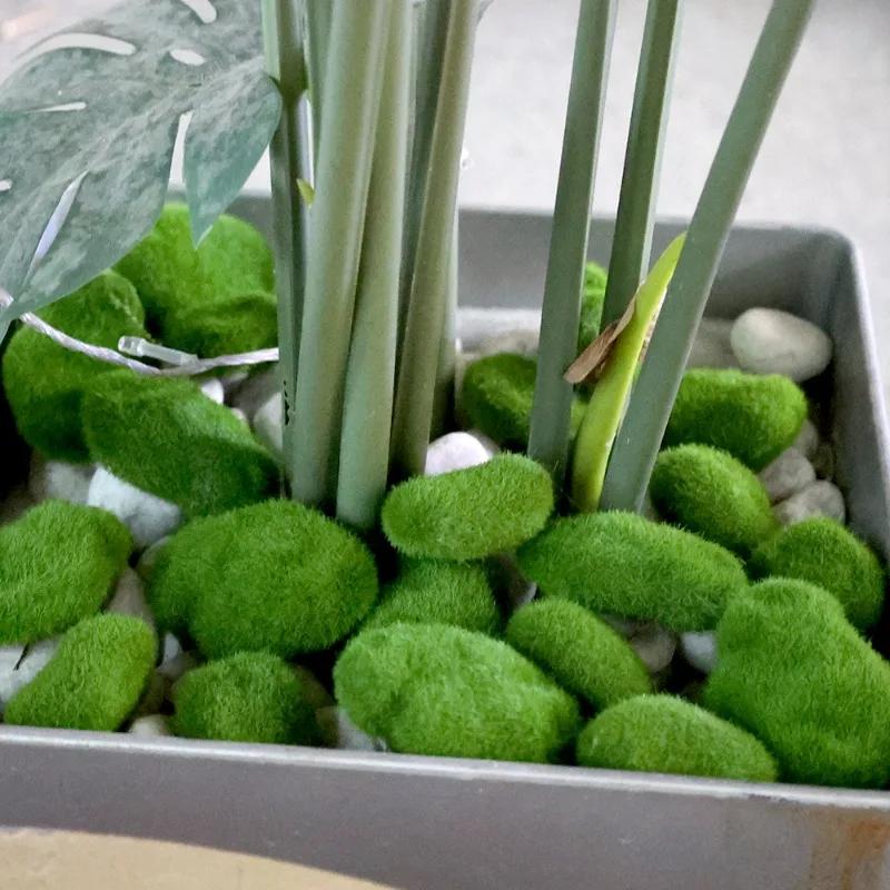 100/5PCS Artificial Moss Rocks Fake Stone Home Decor Creative Crafts Green Simulation Plant DIY Decoration For Garden Crafting