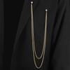 Men Brooch Long Chain High-end Fine Workmanship Hollow Out Rhinestone Decor Match Clothes Luxury Polished Coat Collar Pin Men Clothes Accessories