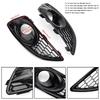 Areyourshop Pair Grille Gloss Black Front Fog Light Lamp Cover Fit Ford Fiesta 2013-2017