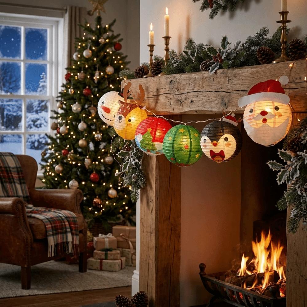 6 pcs DIY Christmas Paper Lantern Santa Claus Festival Lanterns Lantern Decor