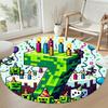 Minecraft Round Area Rug Suitable for Dormitory Entryway Study room Living Rooms Anti-slip Round Rug Anime Office Decor