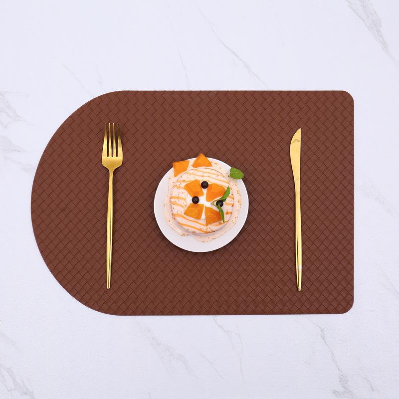 PU leather placemat cloth pattern Western food mat Home hotel square dining table mat Heat insulation mat Woven pattern