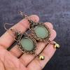 Серьги-обертки из натурального зеленого халцедона с медной проволокой 3,55 дюйма p0p75