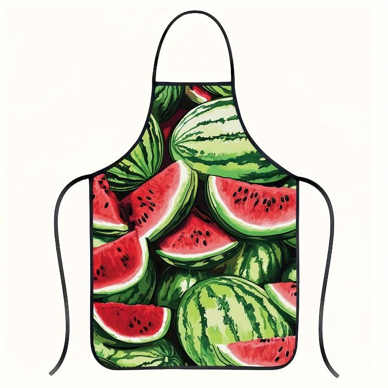1pc Watermelon Slice Apron - Red Suitable for Cooking, BBQ & Grilling Apron with Watermelon Slice Print, Lightweight Easy-Clean Polyester Bib Apron, H