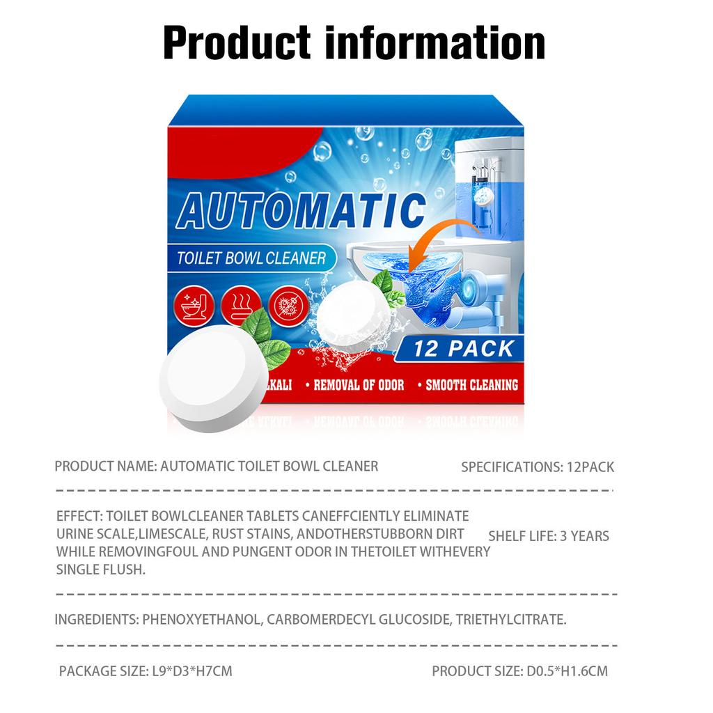 Automatic Toilet Cleaner 12pack Cleans Stubborn Dirt And Purifies The Odor Toilet Bowl Cleaning Tablets