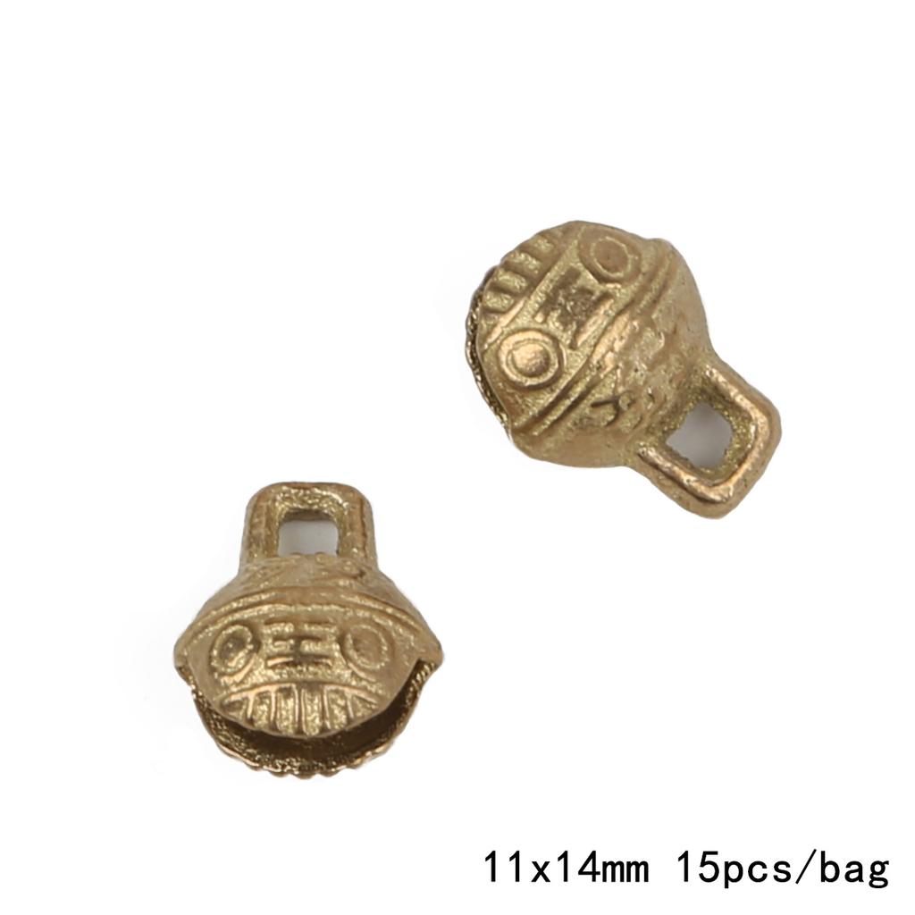1-15pcs Vintage Tiger Head Brass Bells 13 Sizes Ethnic Copper Small Bell For Key Chain Pet Collar Crafts DIY Supplies Home Decor