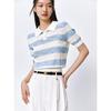 Женский полосатый трикотажный топ PEACEBIRD с воротником поло и дофаминовым эффектом