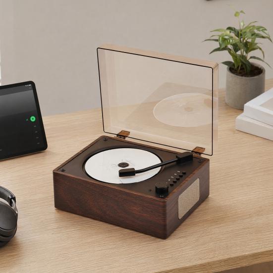 Retro Portable Music Player with Speaker, Bluetooth-compatible Desktop Player with Remote Control for Home, Support USB/Type-C