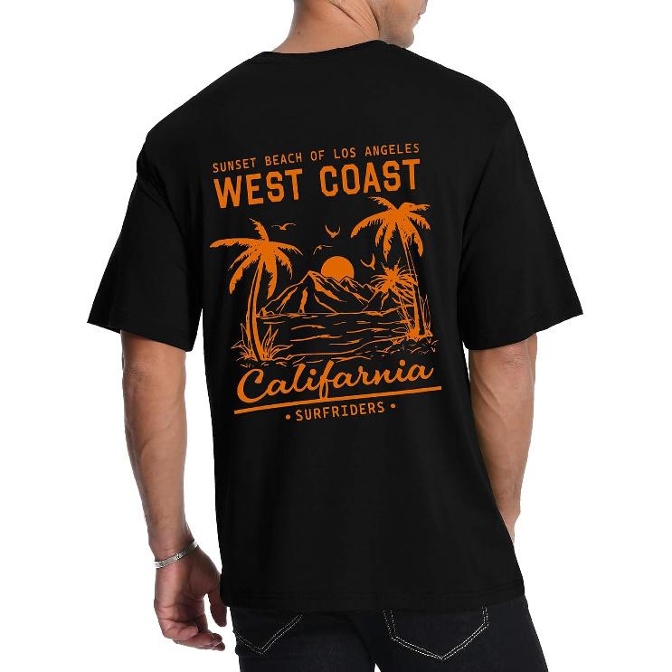 Aiyino Mens West Coast T-Shirt California Palm Tree Summer Graphic Tee