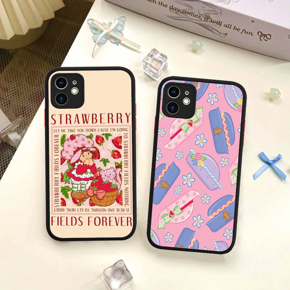 S-Девочка с клубничным тортом Для IPhone 16 Pro Max 15 14 13 12 11 XS MAX X Plus Конфетный Цвет Матовый ТПУ Чехол для Телефона